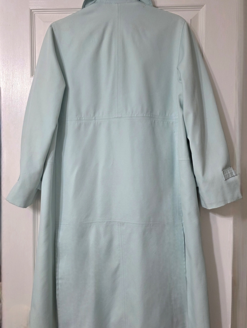 AQUA BLUE VINTAGE TRENCH COAT MISTY HARBOR LABEL "Wearing Good Health" - Picture 11 of 17